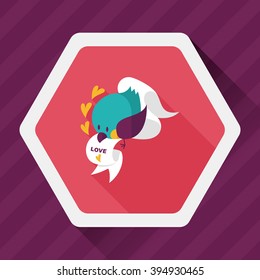 Valentine's Day lover bird flat icon with long shadow,eps10
