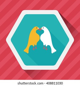 Valentine's Day lover bird flat icon with long shadow,eps10