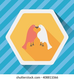 Valentine's Day lover bird flat icon with long shadow,eps10
