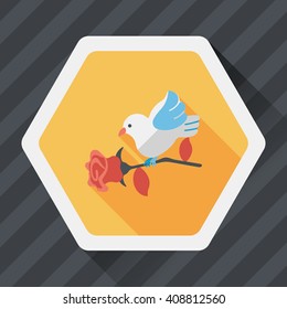 Valentine's Day lover bird flat icon with long shadow,eps10