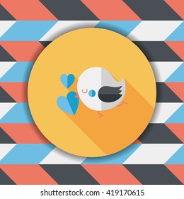 Valentine's Day lover bird flat icon with long shadow,eps10