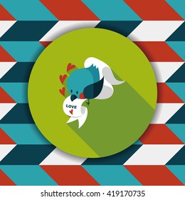 Valentine's Day lover bird flat icon with long shadow,eps10