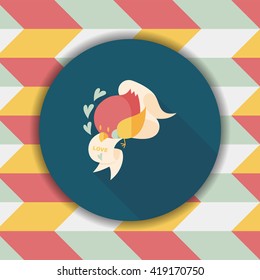 Valentine's Day lover bird flat icon with long shadow,eps10