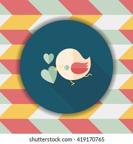 Valentine's Day lover bird flat icon with long shadow,eps10