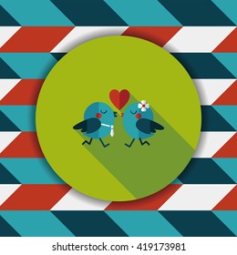 Valentine's Day lover bird flat icon with long shadow,eps10