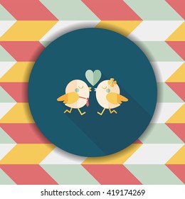 Valentine's Day lover bird flat icon with long shadow,eps10