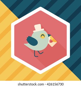 Valentine's Day lover bird flat icon with long shadow,eps10