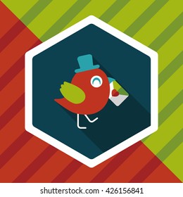 Valentine's Day lover bird flat icon with long shadow,eps10