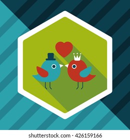 Valentine's Day lover bird flat icon with long shadow,eps10