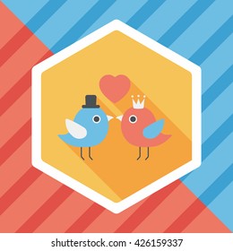 Valentine's Day lover bird flat icon with long shadow,eps10