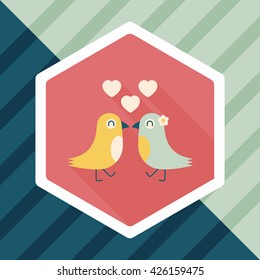 Valentine's Day lover bird flat icon with long shadow,eps10