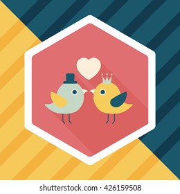 Valentine's Day lover bird flat icon with long shadow,eps10