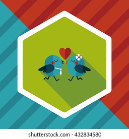 Valentine's Day lover bird flat icon with long shadow,eps10