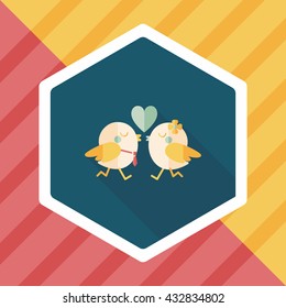 Valentine's Day lover bird flat icon with long shadow,eps10