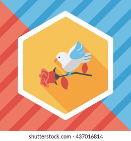 Valentine's Day lover bird flat icon with long shadow,eps10