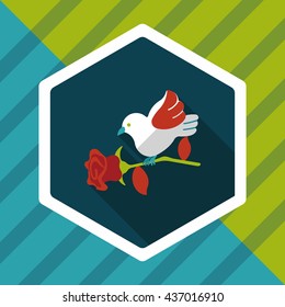 Valentine's Day lover bird flat icon with long shadow,eps10