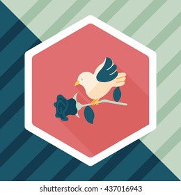 Valentine's Day lover bird flat icon with long shadow,eps10