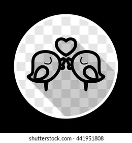 Valentine's Day lover bird icon, Vector flat long shadow design.Fall in love