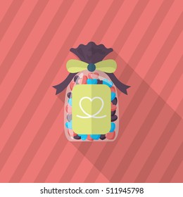 Valentine's Day lover candy icon, Vector flat long shadow design.Fall in love