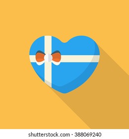 Valentine's Day lover gift icon, Vector flat long shadow design.Fall in love