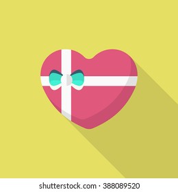 Valentine's Day lover gift icon, Vector flat long shadow design.Fall in love
