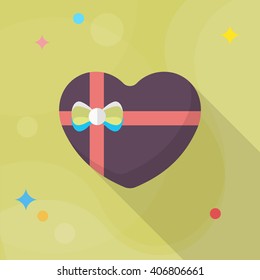 Valentine's Day lover gift icon, Vector flat long shadow design.Fall in love