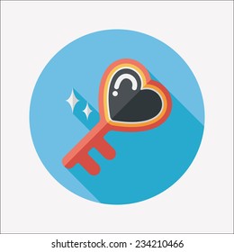 Valentine's Day lover key lock flat icon with long shadow,eps10 