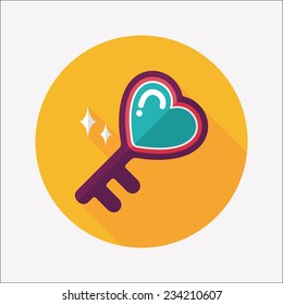 Valentine's Day lover key lock flat icon with long shadow,eps10 