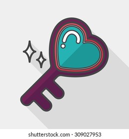 Valentine's Day lover key lock flat icon with long shadow,eps10