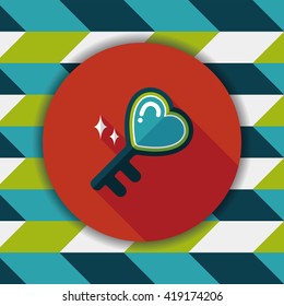 Valentine's Day lover key lock flat icon with long shadow,eps10