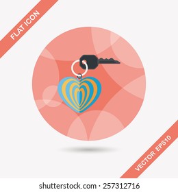 Valentine's Day lover keychain flat icon with long shadow,eps10