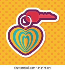 Valentine's Day lover keychain flat icon with long shadow,eps10