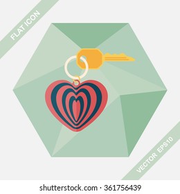 Valentine's Day lover keychain flat icon with long shadow,eps10