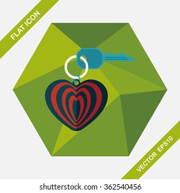 Valentine's Day lover keychain flat icon with long shadow,eps10