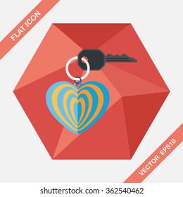 Valentine's Day lover keychain flat icon with long shadow,eps10