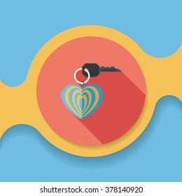 Valentine's Day lover keychain flat icon with long shadow,eps10