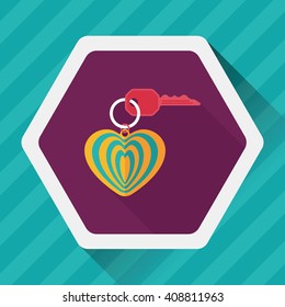 Valentine's Day lover keychain flat icon with long shadow,eps10