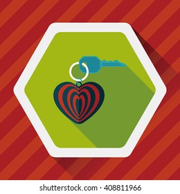 Valentine's Day lover keychain flat icon with long shadow,eps10