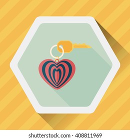 Valentine's Day lover keychain flat icon with long shadow,eps10