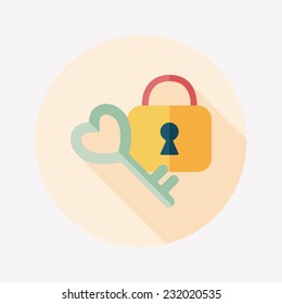 Valentine's Day lover lock flat icon with long shadow,eps10