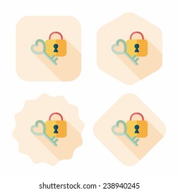 Valentine's Day lover lock flat icon with long shadow, eps10