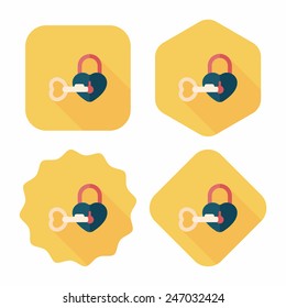 Valentine's Day lover lock flat icon with long shadow,eps10