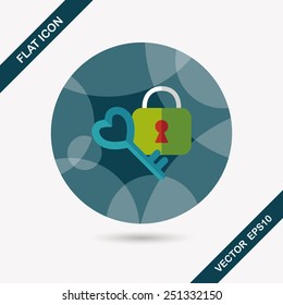 Valentine's Day lover lock flat icon with long shadow,eps10