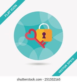 Valentine's Day lover lock flat icon with long shadow,eps10