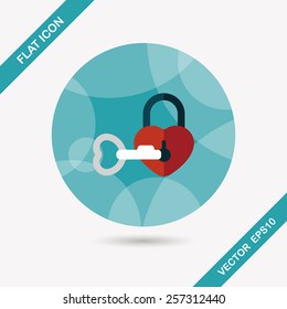 Valentine's Day lover lock flat icon with long shadow,eps10