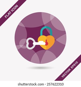 Valentine's Day lover lock flat icon with long shadow,eps10
