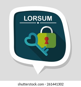 Valentine's Day lover lock flat icon with long shadow,eps10