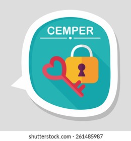 Valentine's Day lover lock flat icon with long shadow,eps10