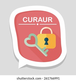 Valentine's Day lover lock flat icon with long shadow,eps10