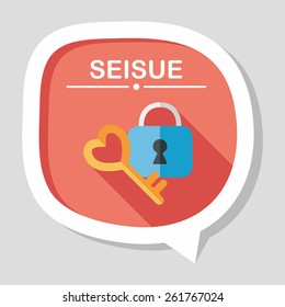 Valentine's Day lover lock flat icon with long shadow,eps10
